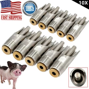 10 Stck. 1/2 Zoll NPT Schwein Brustwarze Trinker Automatische Bewässerer Feeder Edelstahl f/Sau - Bild 1 von 12