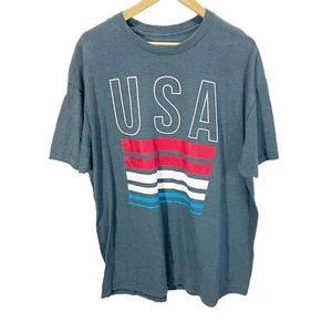 Well Worn Mens Blue USA Short Sleeved Graphic Print T-shirt Sz XXL Patriotic - Picture 1 of 4
