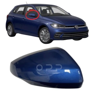 Door Wing Mirror Cover Cap Painted Blue For VW Polo MK6 2017+ Drivers Side Right - Picture 1 of 4