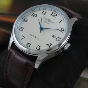 Winner Automatic Mechanical Watch Business Stainless Steel Leather Mens Watches - Picture 1 of 17