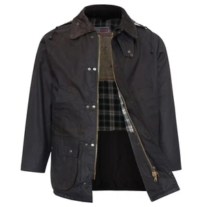 Chaqueta de Cera Original Hecha en Inglaterra Caza Pesca Campamento Senderismo Abrigo Marrón - Imagen 1 de 27