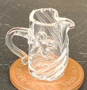 1:12 Scale Patterned Clear Real Glass Jug Tumdee Dolls House Kitchen Ornament J4 - Picture 1 of 1