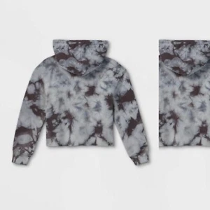 Gray Tie Dye Cropped Pullover Hoodie Kid Youth Size L (10/12) - Picture 1 of 4