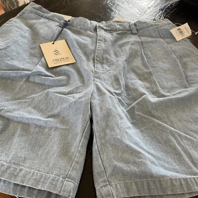 Shorts masculino vintage novo com etiquetas frente plissada náutica tamanho 38 - Imagem 1 de 3