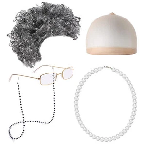 5Pcs Grandma Wig Old Lady Wigs Dress Up Costume Wig Cosplay Set - Picture 1 of 8