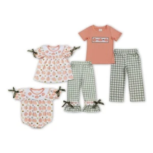 Sibling Boutique Fall Wear Orange Pumpkin Outfit and Romper - Picture 1 of 7