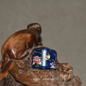 Collect Glass Cloisonne Colorful Ring Peony Flower Bird Butterfly Ring - Picture 1 of 9