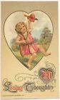 A loving thought, Cupid with pierced heart postcard