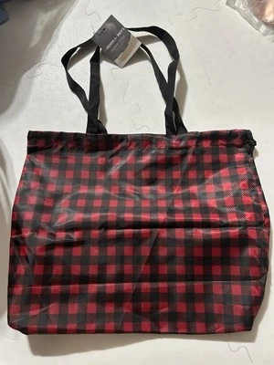 Macys Red & Black Buffalo Check Tote Bag With Sample Makeup Product 810012198677 - Image 1 of 4