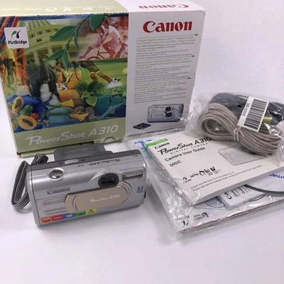 Canon PowerShot A310 Digital Camera W/Box/Original Papers 3.2 MP TESTED EX COND - Image 1 of 4