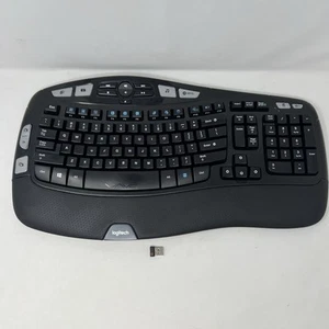 Logitech K350 Wireless Comfort Ergonomic Keyboard + Dongle Receiver Tested Works - Picture 1 of 5