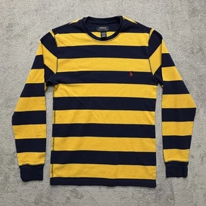 Polo Ralph Lauren Shirt Mens Medium Striped Long Sleeve Thermal Crew - Picture 1 of 5