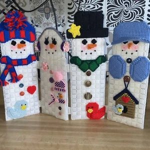 Handmade Canvas Plastic Christmas Decorations 19”x 14” Vintage - Picture 1 of 5