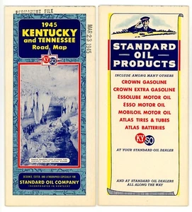Vintage 1945 Kentucky & Tennessee Road Map – Std. Oil of Kentucky (KYSO) - Picture 1 of 1
