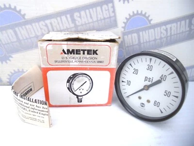 AMETEK - 050519 - P500 GAUGE- 0-60 PSI - SIZE 2.5" - 1/4" NPT BM Conn - NEW - Image 1 of 4