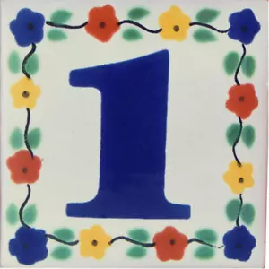 Mexikanische Keramikfliese Hausnummer Wohnadresse Blumenfliese # 1 - Bild 1 von 2