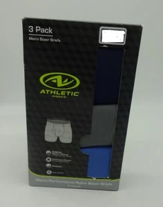 Calzoncillos boxer de nailon para hombre Athletic Works ropa interior paquete de 3 6"" entrepierna azul gris - Imagen 1 de 2