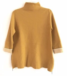 Maglione collo alto imbuto zip laterale Tahari taglia M giallo medio pullover top - Foto 1 di 10