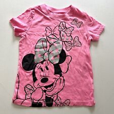 Disney Minnie Mouse T-Shirt Girls 6, All The Bows Tee Pink With Silver Glitter