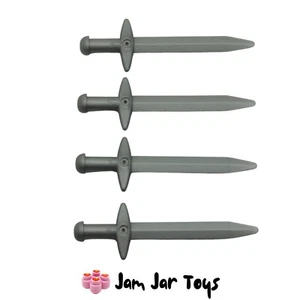 LEGO Long Swords 4x NEW Silver Greatsword Knights Castle Weapon Pieces W5 - Picture 1 of 2
