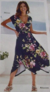 Venus Navy Spring Dress With Flowers, Handkerchief Hem Brand New Size XS - Picture 1 of 10