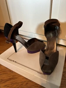 Prada Platform Heel, Suede, Black, Brown, Purple, Grey, 8.5 - Picture 1 of 7