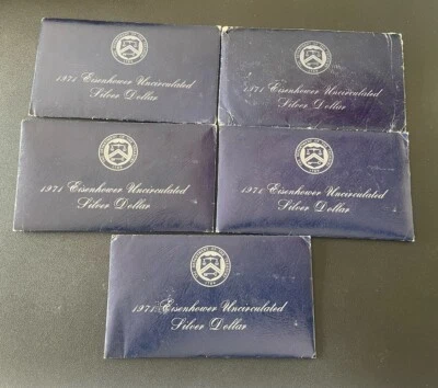 Lot Of 5 - 1971 S IKE Eisenhower 40% Silver Dollar US Coin Blue Holders - Image 1 of 4