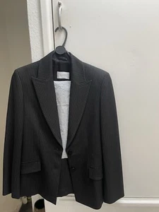 Women’s Trouser Suit Jacket Pin Stripe Black 2 Piece Size 8 UK 40 EU 10US - Picture 1 of 14