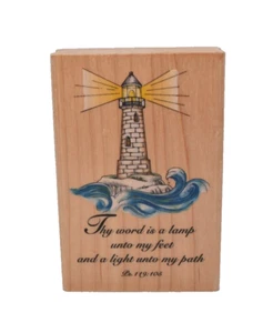 Thy Word is a Lamp Lighthouse Wood Mounted Rubber Stamp Rubber A1814F Stampede - Picture 1 of 7
