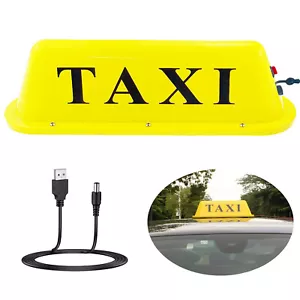 TAXI Sign Light Roof 18650 Battery USB Rechargeable Yellow with Magnetic Base A - Picture 1 of 12