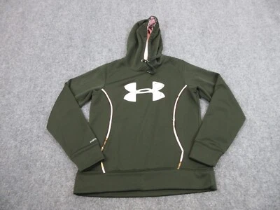 Suéter Under Armour Mujer Adulto Mediano Verde Rosa Logo Pullover Sudadera con Capucha Damas Foto 1 de 4