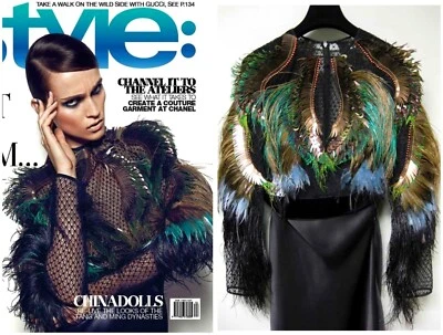 $10,000 Gucci AUTH NEW Sequin Ostrich Feather Embellished Sheer Tulle Dress 40 - Image 1 of 4