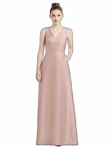 ALFRED SUNG D778 Toasted Sugar Pink Satin Twill Full Dress Sleeveless Gown 2 NWT