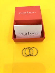 Sterling Silver - JAMES AVERY Hammered Stacked 3 Bands Ring Size 10 - 2.4g Boxed - Picture 1 of 11