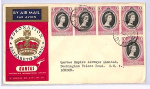 SINGAPORE MALAYA USED COCOS ISLANDS Air Mail Cover 1953 QEII CORONATION XF54 - Picture 1 of 12