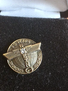 Vintage Boeing 20 Jahre Service Pin 10K Gold + Diamant in Box - Bild 1 von 3