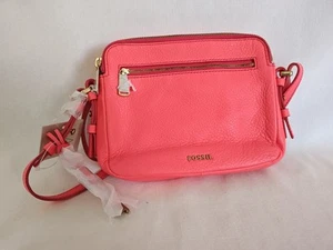 NEW Fossil Piper Toaster Women's Pink Handbag Corra Leather Strap Crossbody Bag - Picture 1 of 18