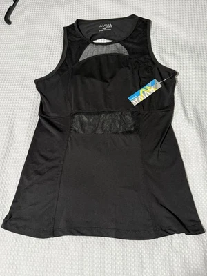 🎄 Camiseta sin mangas AVIVA negra entrenamiento fitness paneles de malla nueva con etiqueta grande Foto 1 de 4