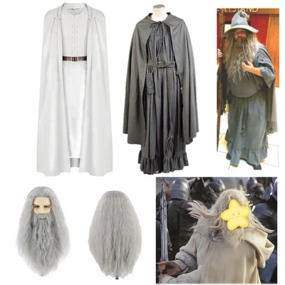 Gandalf Blanco y Gris Conjunto Halloween Carnaval Fiesta Juegos con disfraces Disfraz Peluca Traje Foto 1 de 4