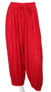 Pantalones globo KILOMETRE PARIS rojo algodón plisado gasa cintura elástica O/S - Imagen 1 de 7