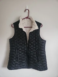 Steve Madden Steppweste Puffer schwarz Faux Sherpa gefüttert Damen L - Bild 1 von 8