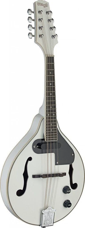 Stagg Model M50E/WH Gloss White Acoustic/Electric A-style Mandolin - Image 1 of 4