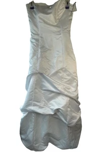 abito da sposa vintage Jessica McClintoc formale bianco lucido senza spalline cerniera LEGGI - Foto 1 di 10