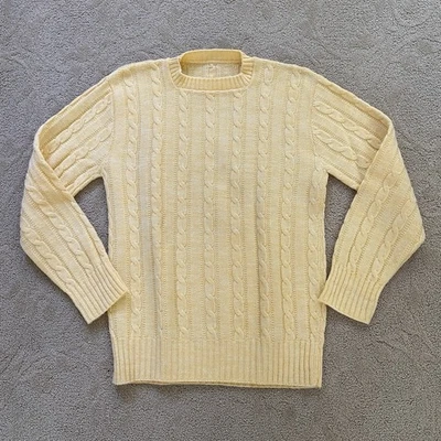 Suéter Tenis Vintage Sin Marca Para Hombre’s L Acrílico Cable Tejido Amarillo Cuello Redondo Foto 1 de 4