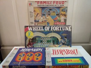 4 Vintage Board Game Shows Wheel of Fortune 3E, Family Feud 2E, Jeopardy 11E/14E - Picture 1 of 24