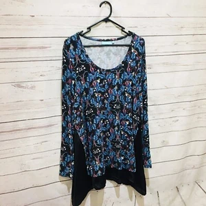BLUE ILLUSION Top Size M (AU 12) Bird Print Long Sleeve Viscose Comfortable - Picture 1 of 8