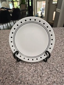 Corelle Vitrelle CITY BLOCK 6.75” Plates Black White Bread Dessert - Picture 1 of 3