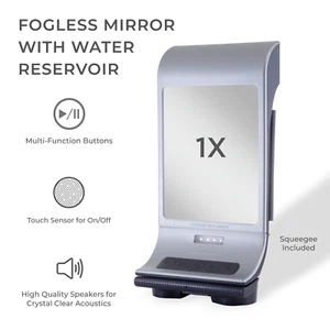 Zadro Fogless Lighted Shower Mirrors w/ Wall Mount & Bluetooth Speaker - Picture 1 of 9