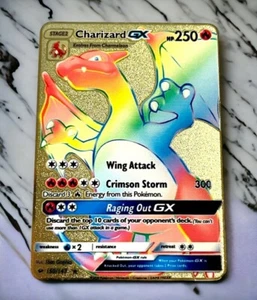 Charizard GX Rainbow Gold Metall Karte Sammlerstück Geschenk/Display - Bild 1 von 2