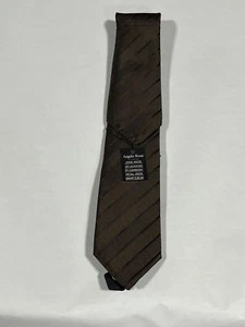 Mens Angelo Rossi Brown Black Stripe Pattern Tie With Matching Pocket Square NEW - Picture 1 of 2